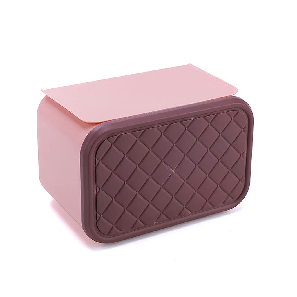 Waterproof Punch-Free Tissue Box Cover Holder - Pink & White Toilet Paper Storage Dispenser for Bathroom, Kitchen, or Office | Durable & Stylish Home Decor Accessory