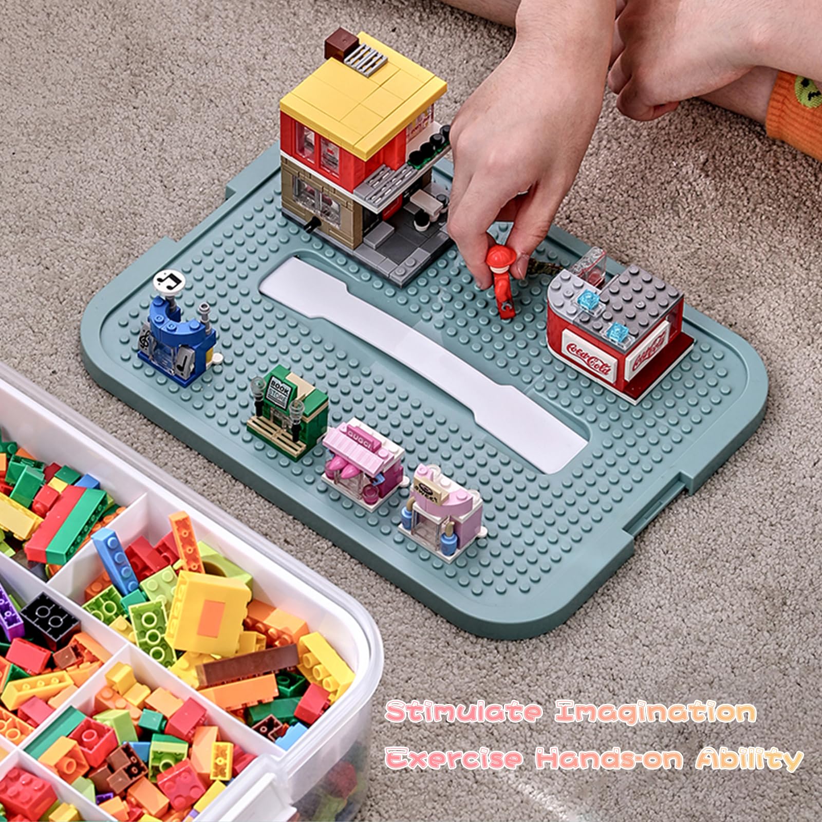 Lego Storage Organizer Case - 3 Layer Olive Green Building Block Toy Box for Kids | Perfect for Playroom, Classroom & Travel Organization