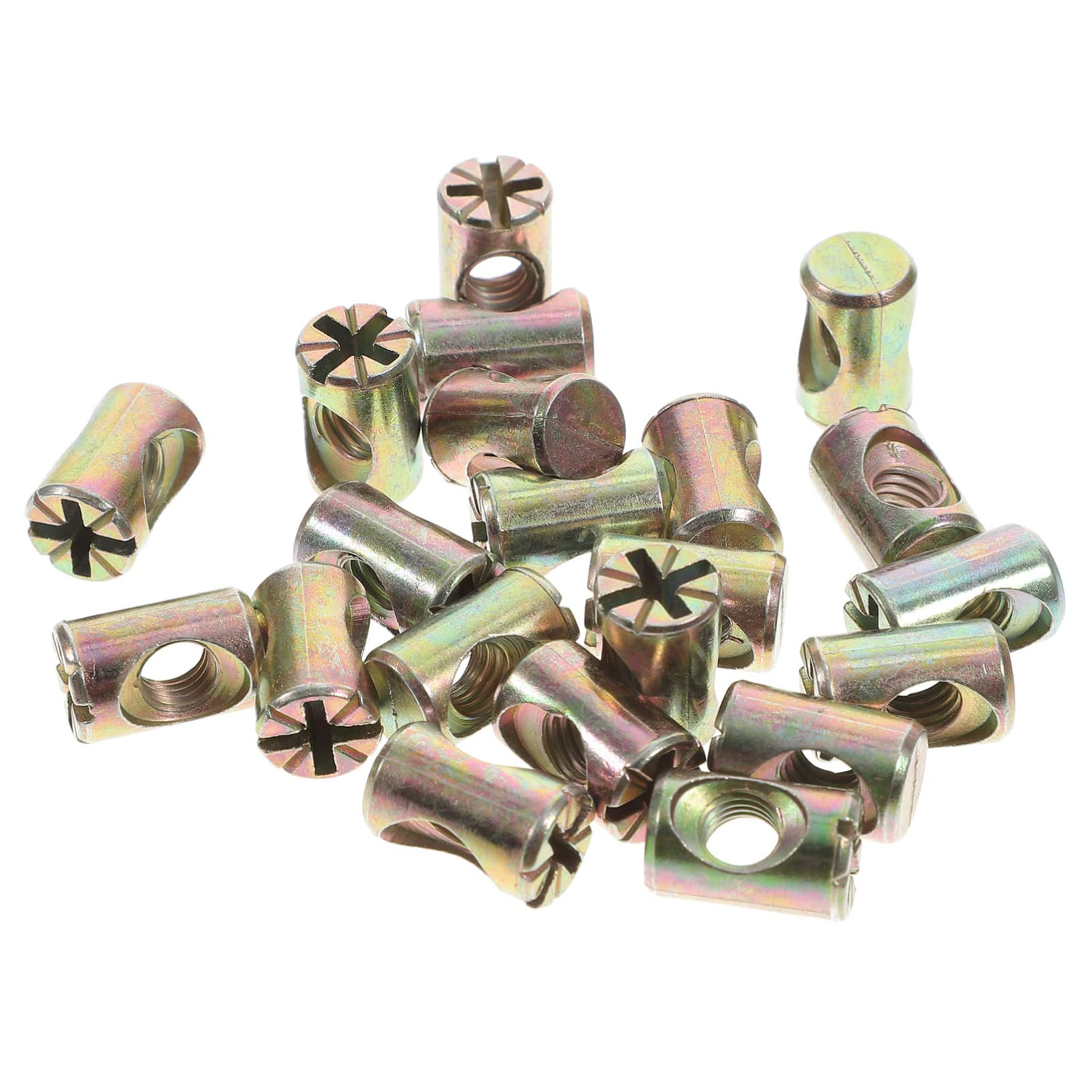 Healifty 20-Pack Heavy Duty Cross Furniture Barrel Nuts - Durable Slotted Hardware Nuts for Beds, Cribs, Chairs & DIY Furniture Projects | Perfect for Home Assembly, Furniture Repair & Woodworking