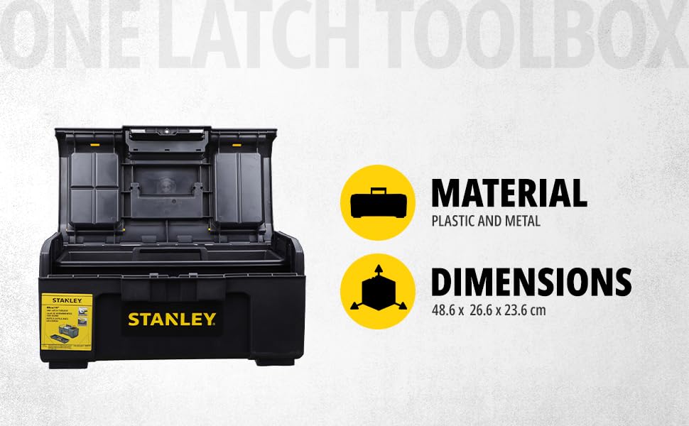 Stanley 19-Inch One Touch Toolbox - Heavy Duty DIY Tool Storage Organizer with Easy Access for Home, Garage & Workshop Projects