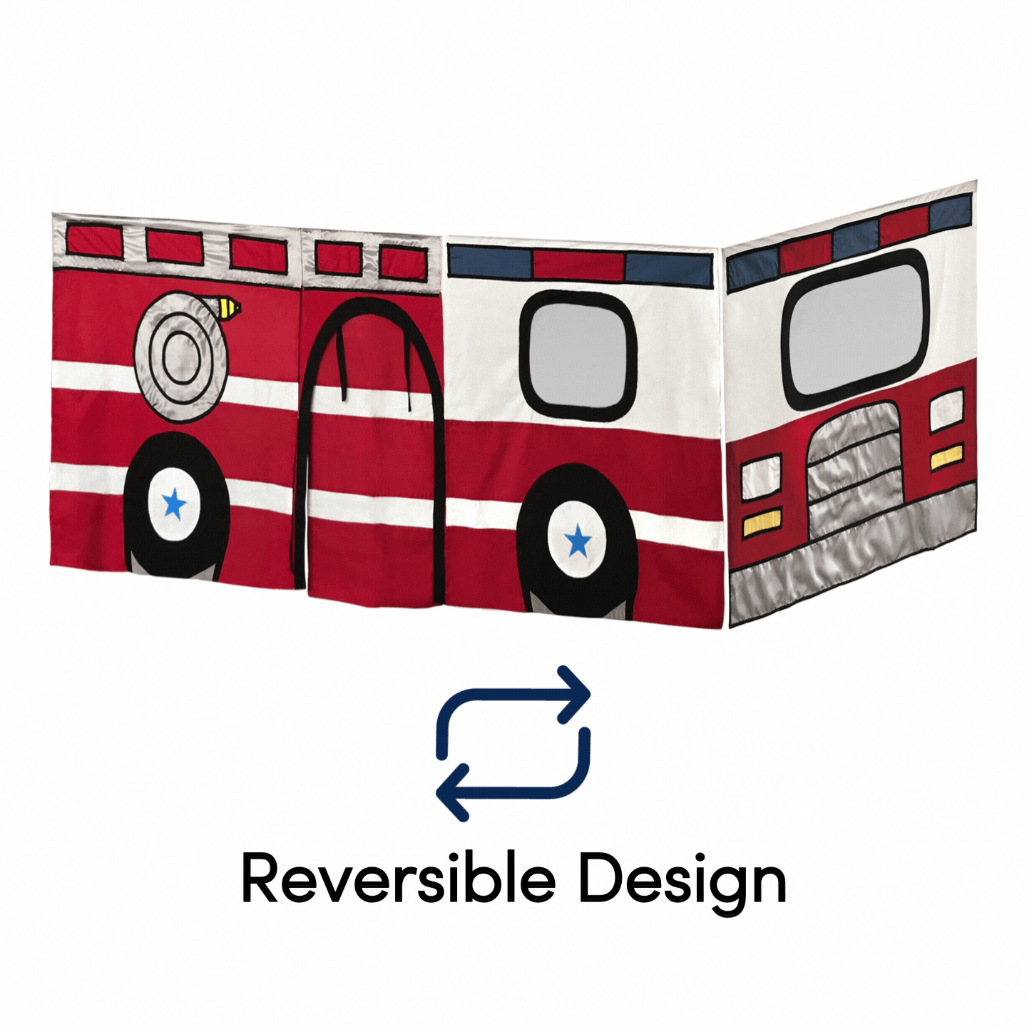 Fire Truck Themed Kids Room Curtains - Red & Black Design for Boys & Girls - Perfect for Nursery, Bedroom, or Playroom Decor