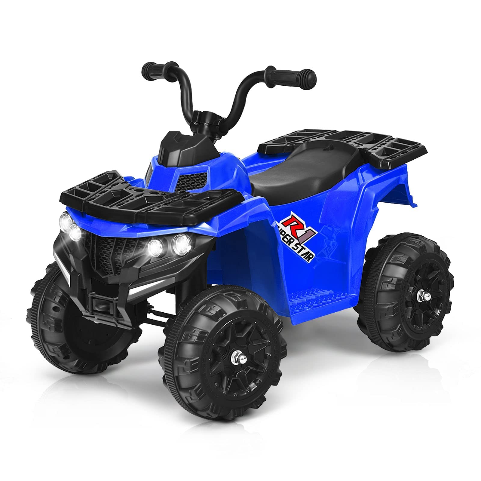 OLAKIDS 6V Electric Ride-On ATV for Kids - Battery Powered Motorized Quad Toy Car with LED Lights & MP3 Player - Perfect for Boys & Girls (Light Blue) | Indoor & Outdoor Play, Birthday Gifts, Backyard Fun