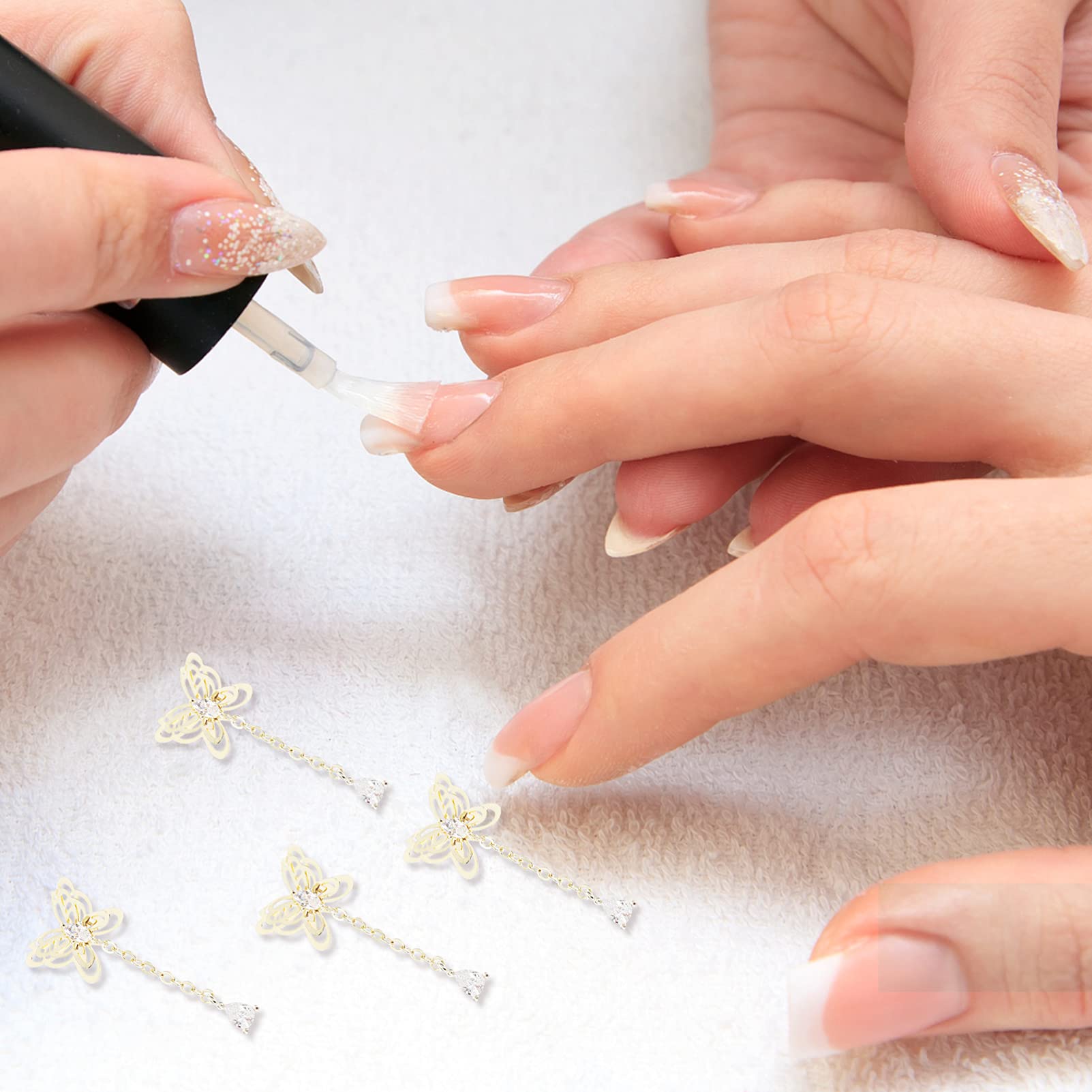 3PCS DIY Nail Art Chains - Shining Manicure Jewelry Supplies for Nail Decorations | Fashionable Nail Art Accessories for Professional & Home Manicures | Perfect for Parties, Weddings and Special Occasions