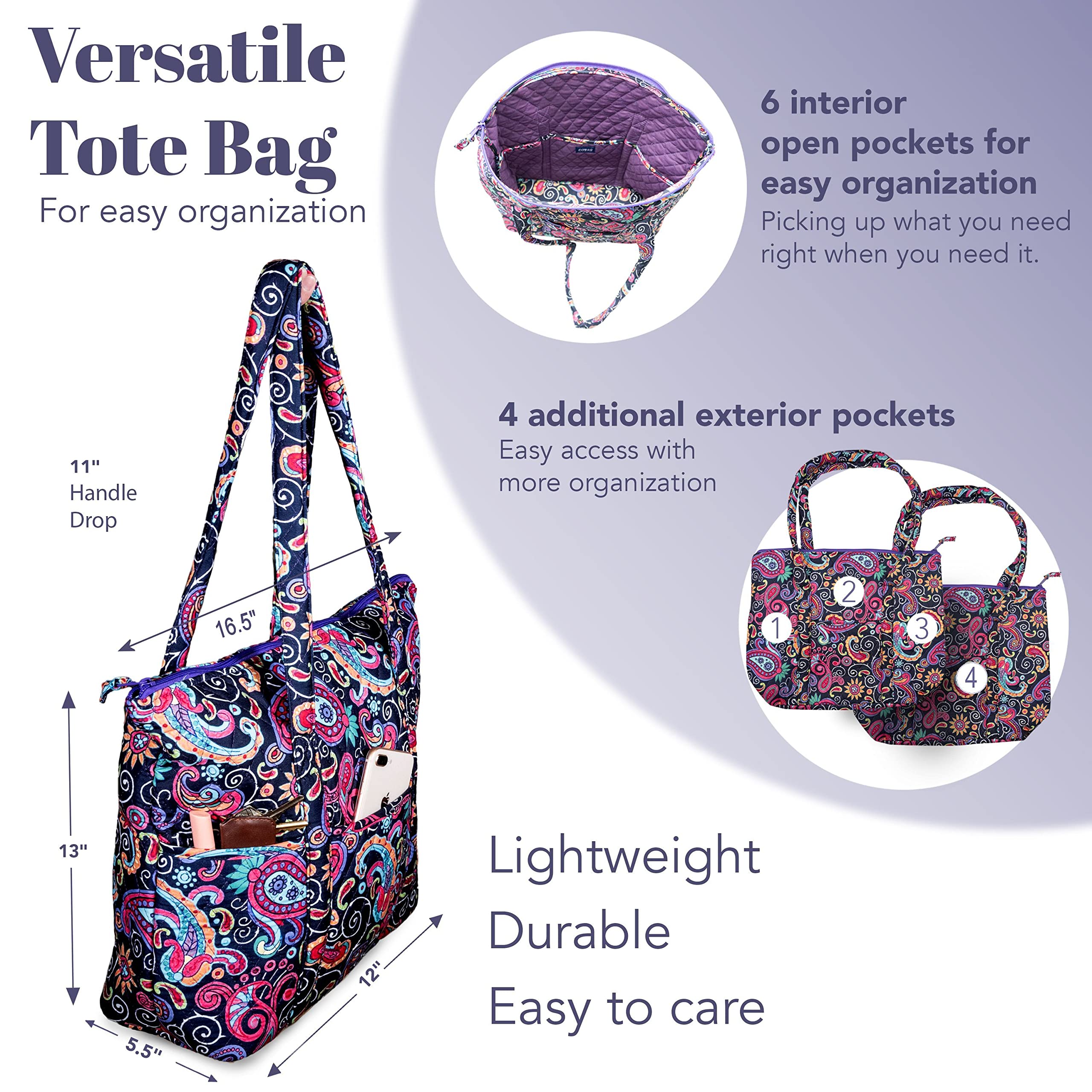 Quilted Shoulder Tote Bag for Women - Stylish Large Capacity Handbag Purse - Perfect for Work, Travel and Everyday Use