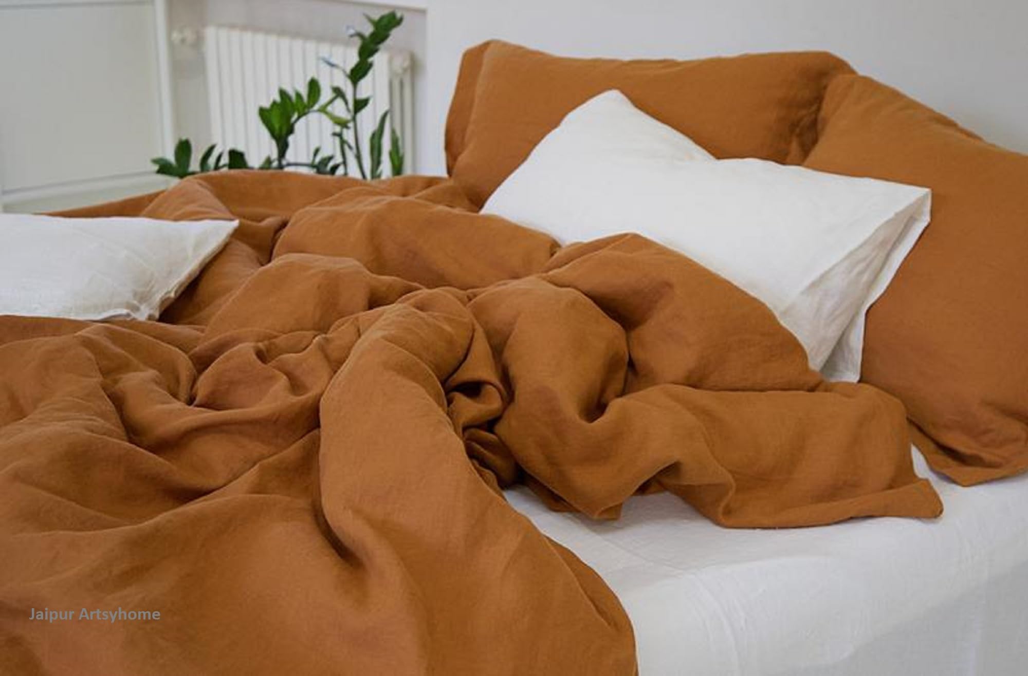 Cinnamon Washed Cotton Duvet Cover Set - 3 Piece King/Queen/Twin Size Bedding with Button Closure | Soft & Breathable for Cozy Bedrooms & Guest Rooms