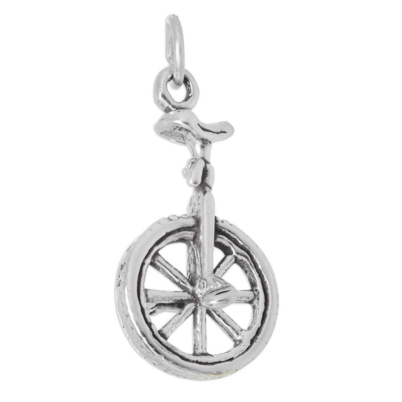 3D 925 Sterling Silver Unicycle Circus Bike Charm Pendant for Bracelet Making - Perfect for DIY Jewelry, Gifts, and Circus-Themed Accessories