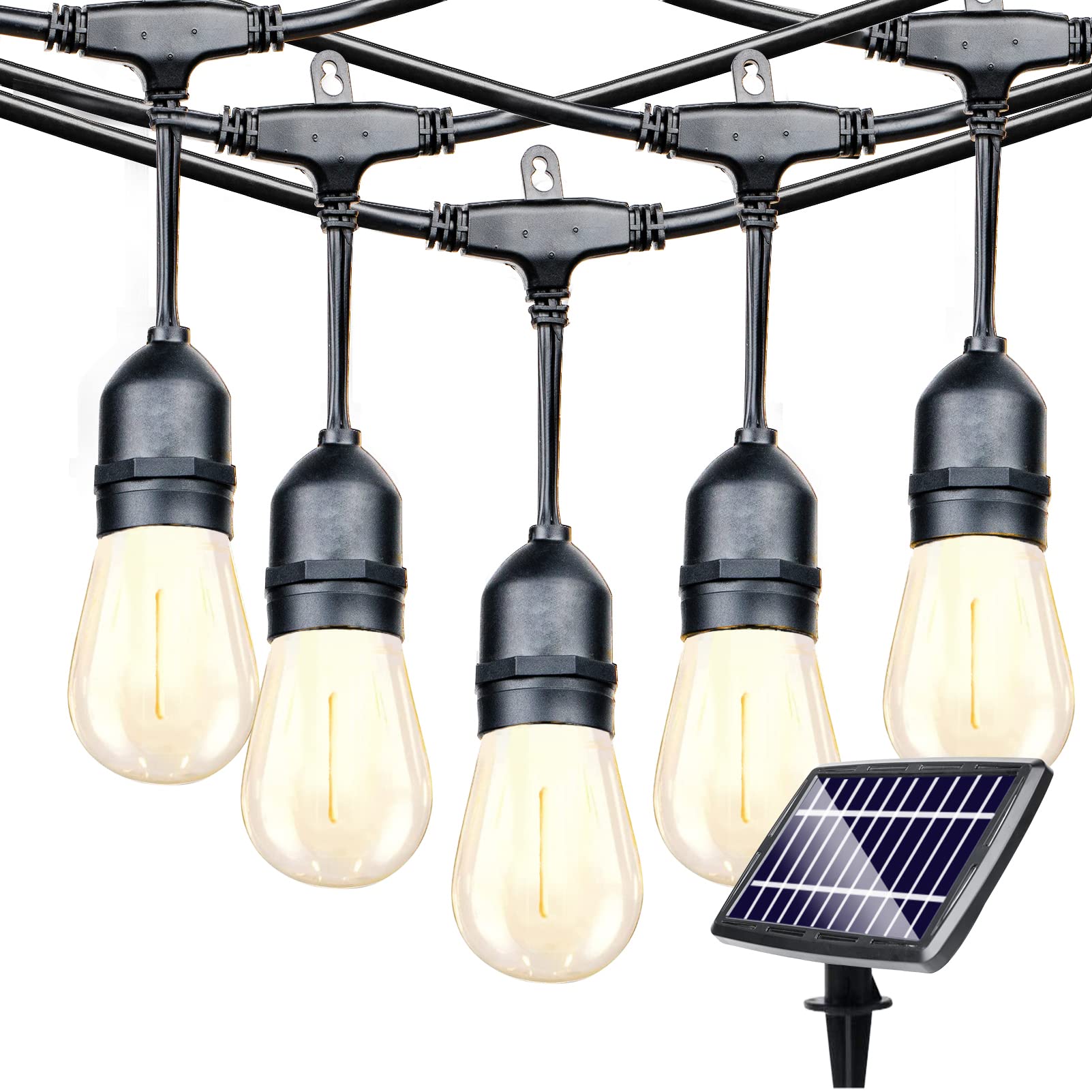 48ft Outdoor LED String Lights - Waterproof Linkable Fairy Lights for Bistro, Porch, Gazebo, Backyard, Deck & Pool | Perfect for Christmas Decorations, Patio Lighting & Garden Party Decor