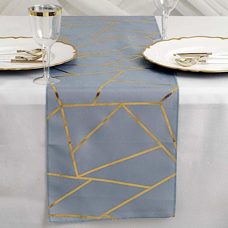 12x108 Inch Geometric Polyester Table Runner for Weddings, Banquets & Home Decor - Elegant Dining Table Cover for Parties, Events and Holiday Celebrations