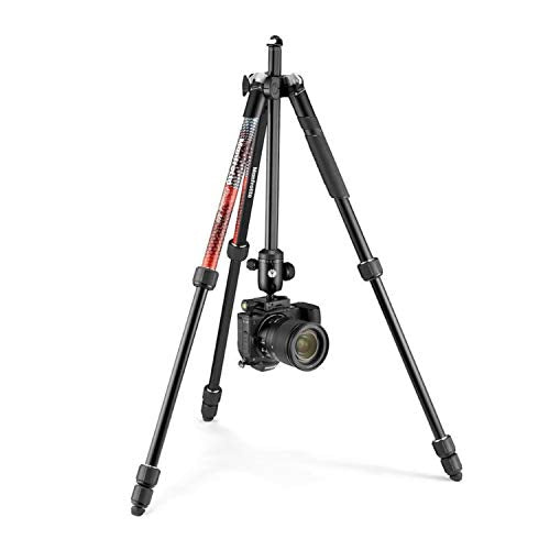 Manfrotto Element MII 4-Section Aluminum Travel Tripod with Ball Head (Red) - Compact & Lightweight for Photography, Vlogging, Hiking & Outdoor Adventures