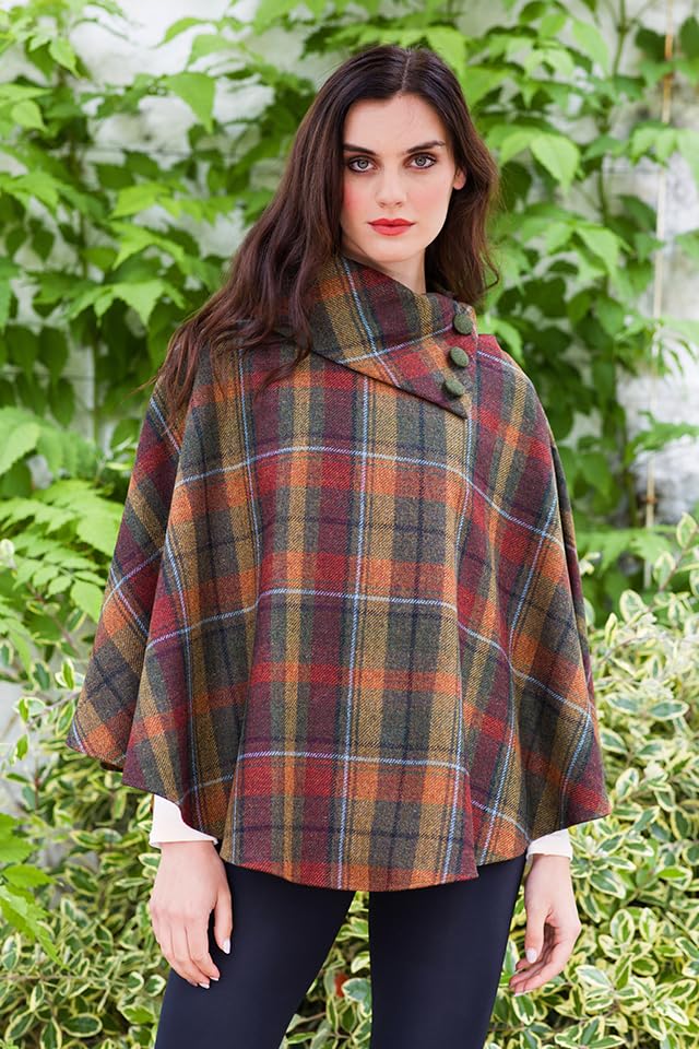 Authentic Irish Tweed Poncho for Women - 100% Pure Irish Wool Handmade in Ireland - One Size Fits Most - Perfect for Fall Fashion, Outdoor Adventures & Cozy Evenings