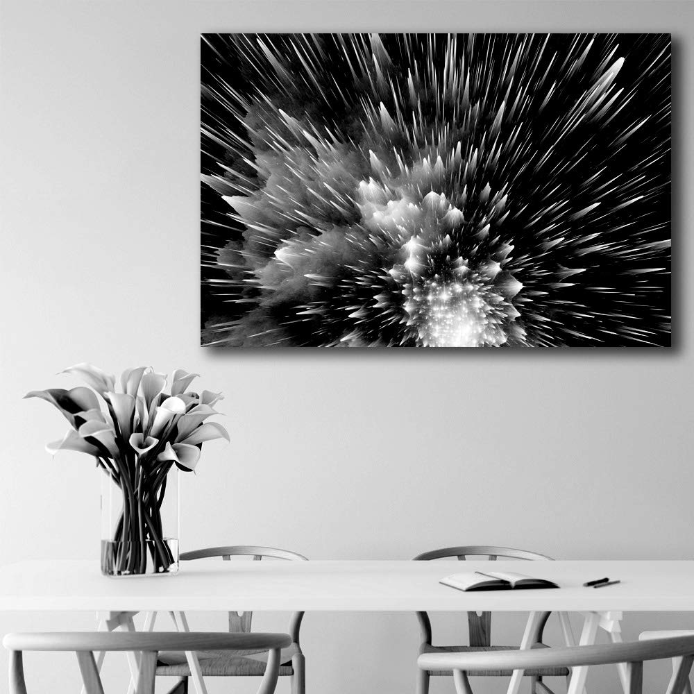 Black and White Energy Wave Canvas Wall Art - 32x48 Inch Framed Painting for Home Decor, Bedroom & Living Room | Modern Abstract Print for Office & Dorm
