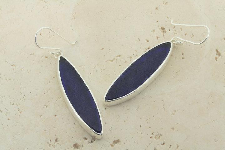 Cobalt Blue Seaglass Earrings for Women - Handmade Dangle Earrings with Genuine Sea Glass - Perfect for Beach Weddings, Boho Fashion & Summer Outfits