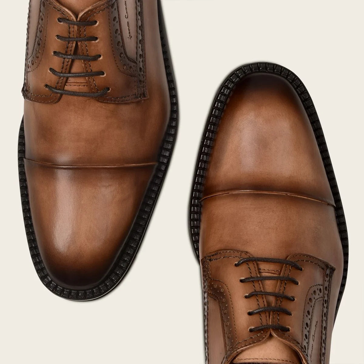 D24TVTV Brown Franco Cuadra Men's Dress Shoes - Premium Leather Formal Shoes for Business, Wedding & Special Occasions