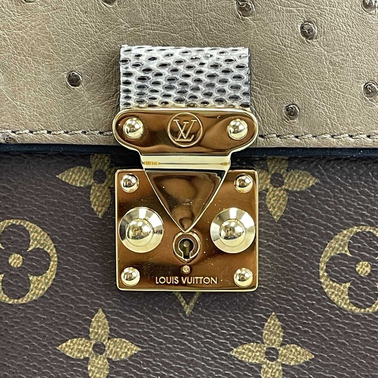 Louis Vuitton Exotique Monogram Ostrich Python Majestueux MM Handbag - Luxury Designer Shoulder Bag for Women, Perfect for Parties, Weddings & Special Occasions