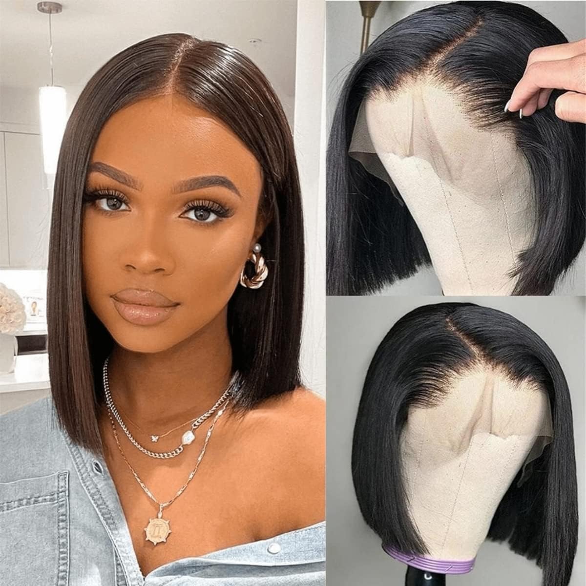 13x4 HD Lace Front Bob Wig 14 Inch Brazilian Human Hair - Pre Plucked with Baby Hair, 180% Density, Glueless Short Straight Bob Wig for Black Women | Perfect for Daily Wear, Parties & Special Occasions