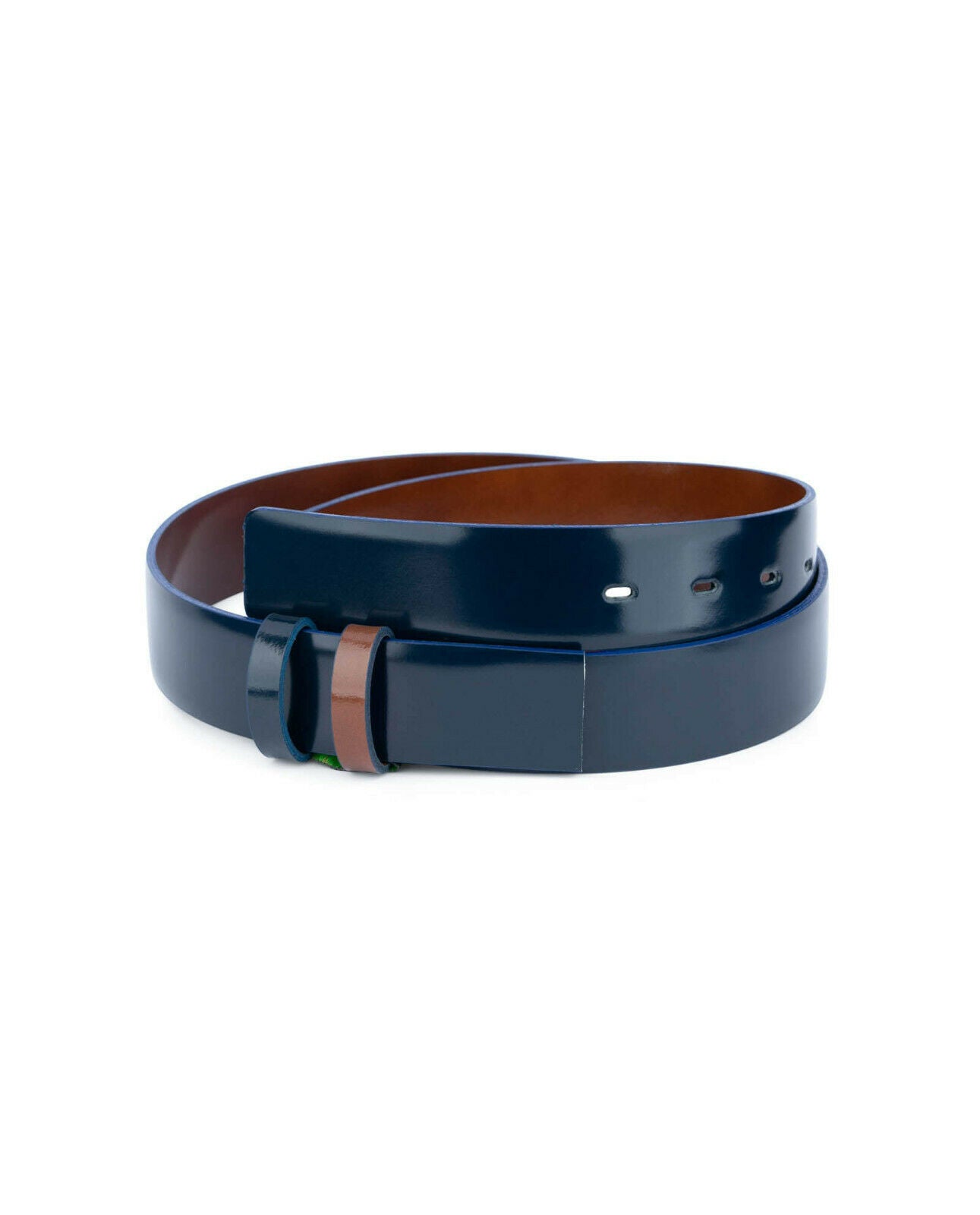 Montblanc Replacement Belt Strap 35mm - Genuine Patent Leather in Blue & Brown for Men | Perfect for Office, Formal Events & Business Attire