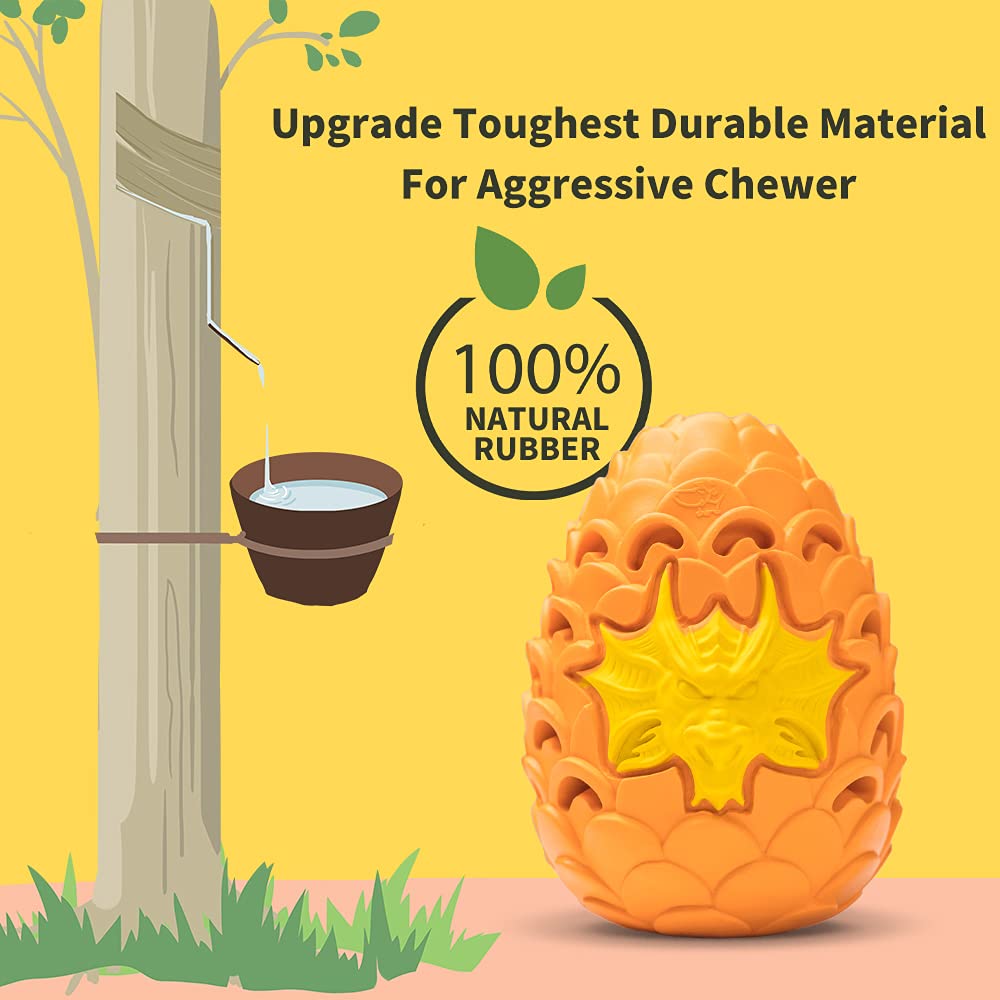 Indestructible Dog Chew Toys for Aggressive Chewers - Durable Dragon Dinosaur Egg Puzzle Toys for Large & Medium Breed Dogs | Perfect for Training, Boredom Relief & Dental Health