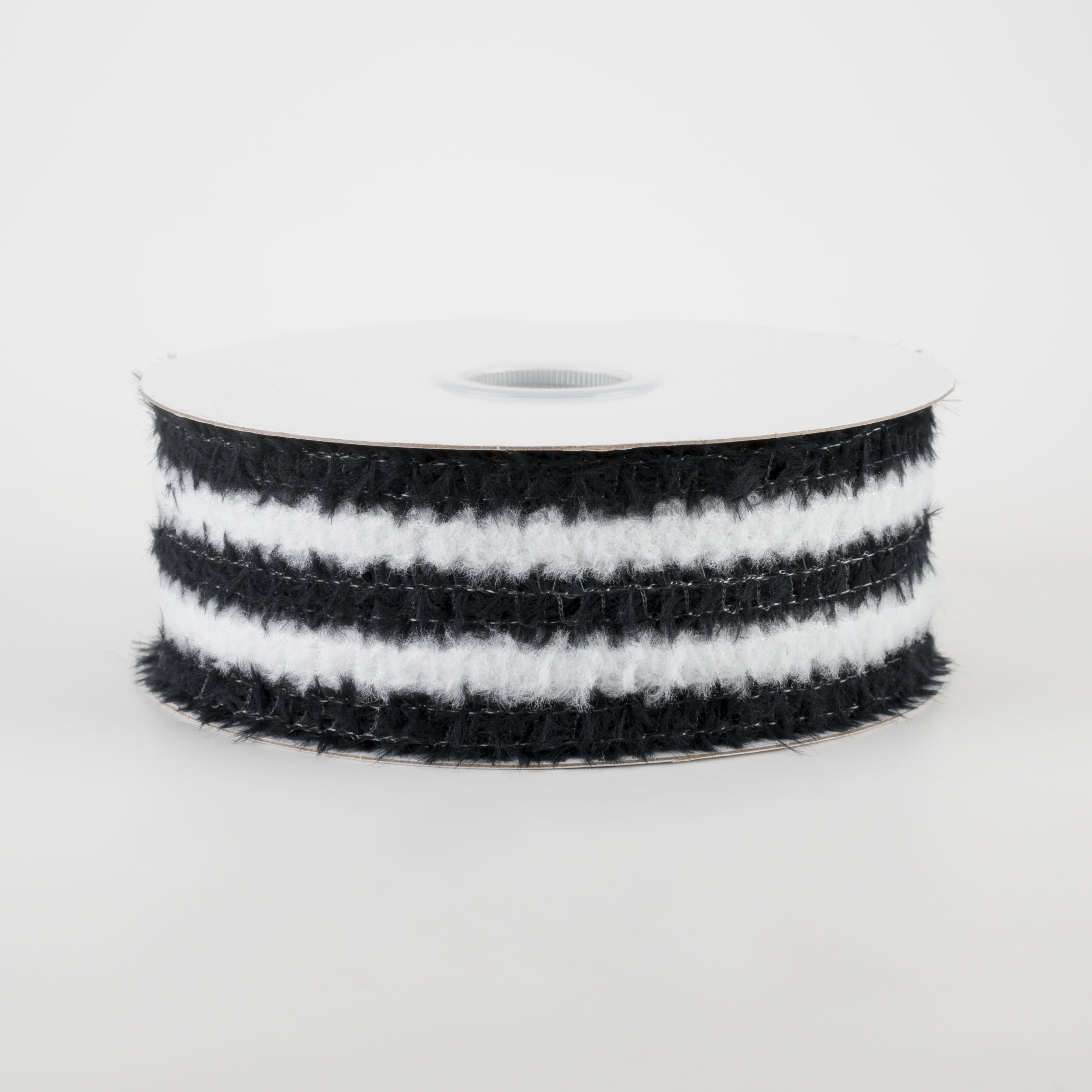 1.5 Inch Fuzzy Stripes Ribbon - Black and White Decorative Ribbon (10 Yards) for Gift Wrapping, DIY Crafts, Hair Bows, and Party Decorations