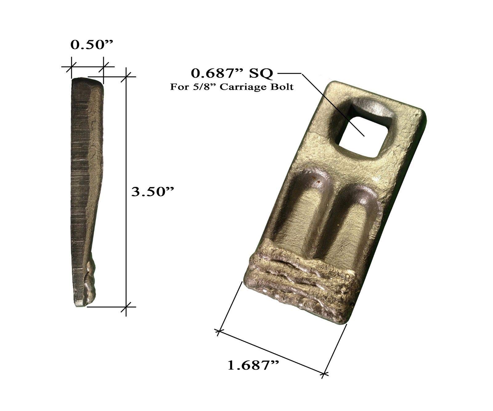 5-Pack Square Hole Hardfaced Auger Teeth with Hardware - BC58F-HF-I for Heavy-Duty Drilling and Excavation Equipment
