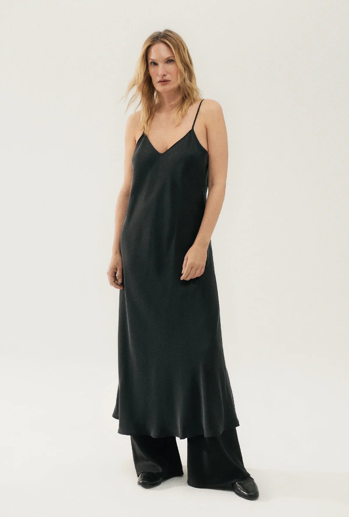 90s Slip Dress Black - Vintage-Inspired Satin Nightgown for Women | Perfect for Lounge, Sleepwear & Evening Wear