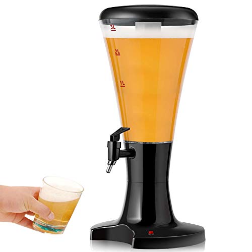 3L LED Beer Tower Dispenser with Removable Ice Tube - Cold Draft Beverage Dispenser for Home Bar, Parties & Events | Perfect for BBQs, Game Nights & Celebrations