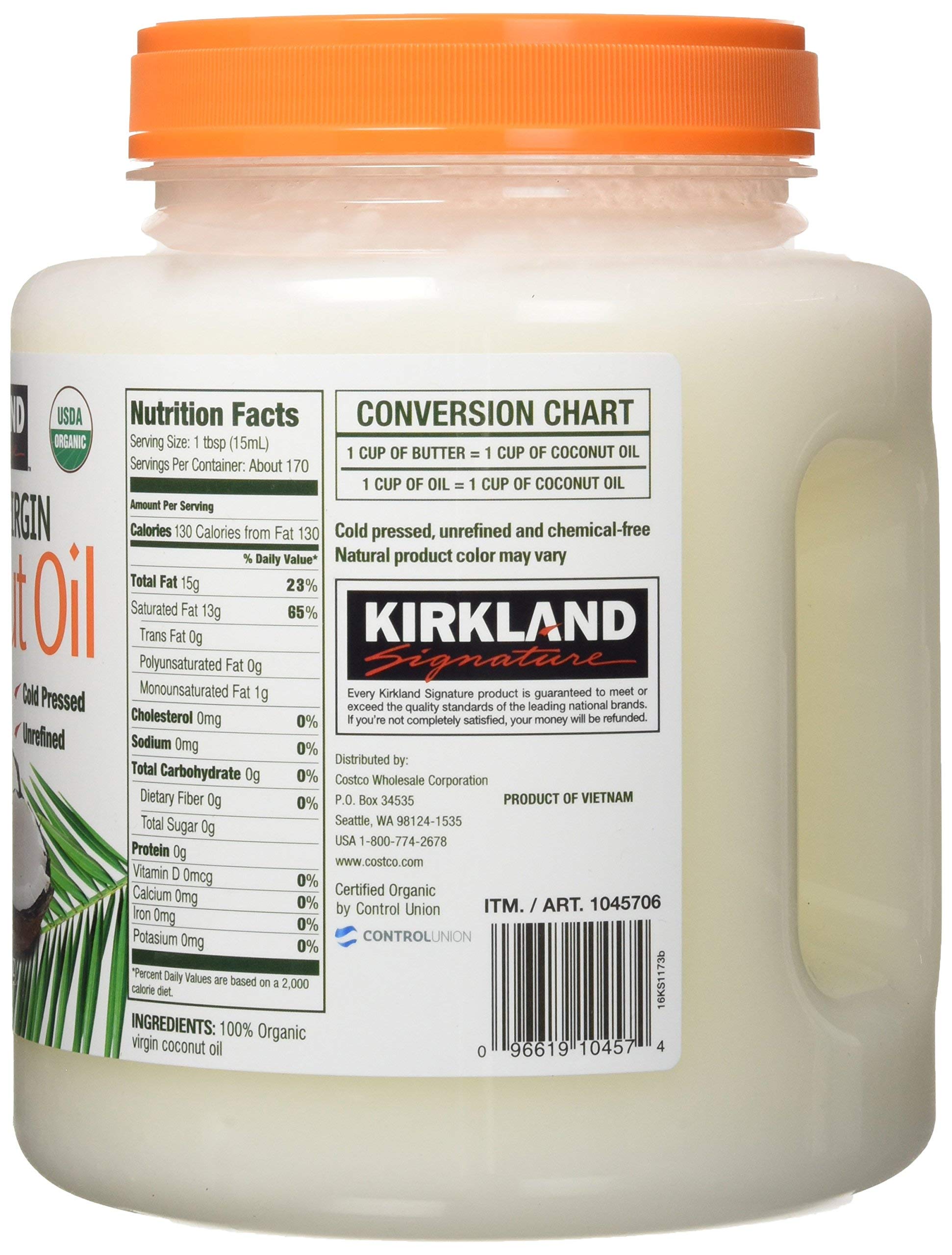 Kirkland Signature Organic Cold Pressed Virgin Coconut Oil - Unrefined, 16 fl oz (Pack of 4) | Great for Cooking, Baking, Skin & Hair Care