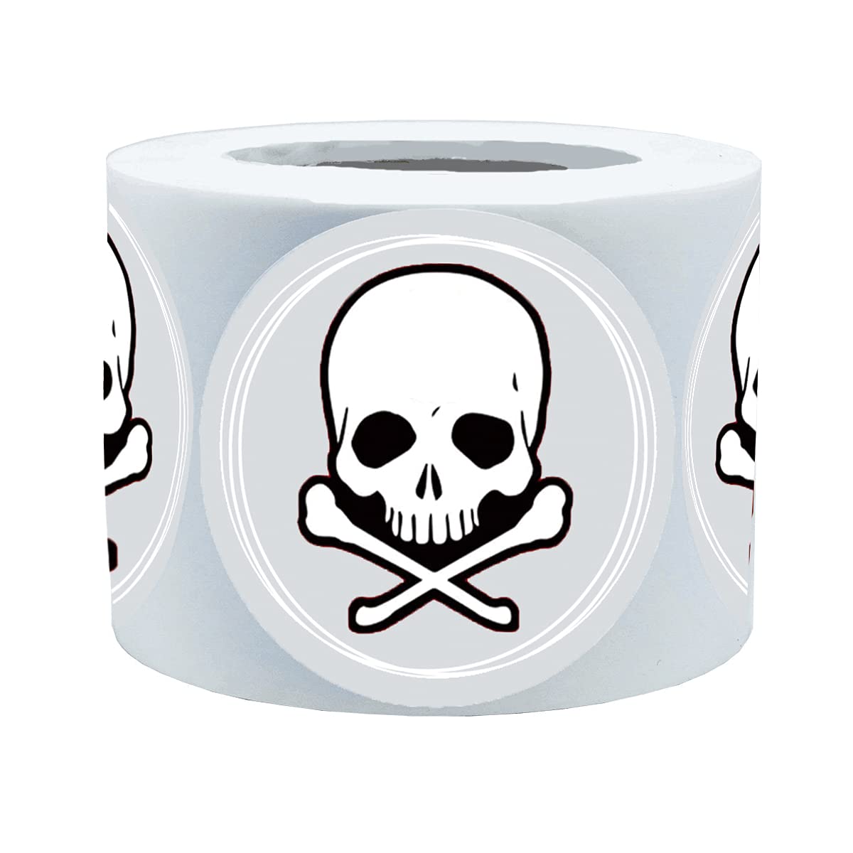 500 White Skull & Crossbones Dot Stickers on a Roll - 2 Inch Round Decals for Party Favors, Birthday Decorations, Halloween Crafts & DIY Projects - Perfect for Scrapbooking, Gift Wrapping & Laptop Customization