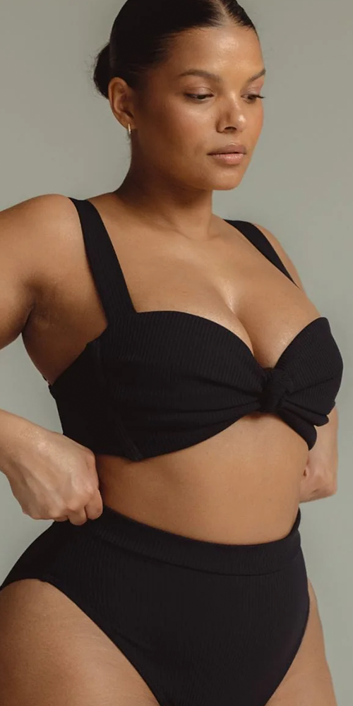 Hayden Black Rib Bikini Top for Women - Sexy Swimwear for Beach, Pool & Summer Vacations