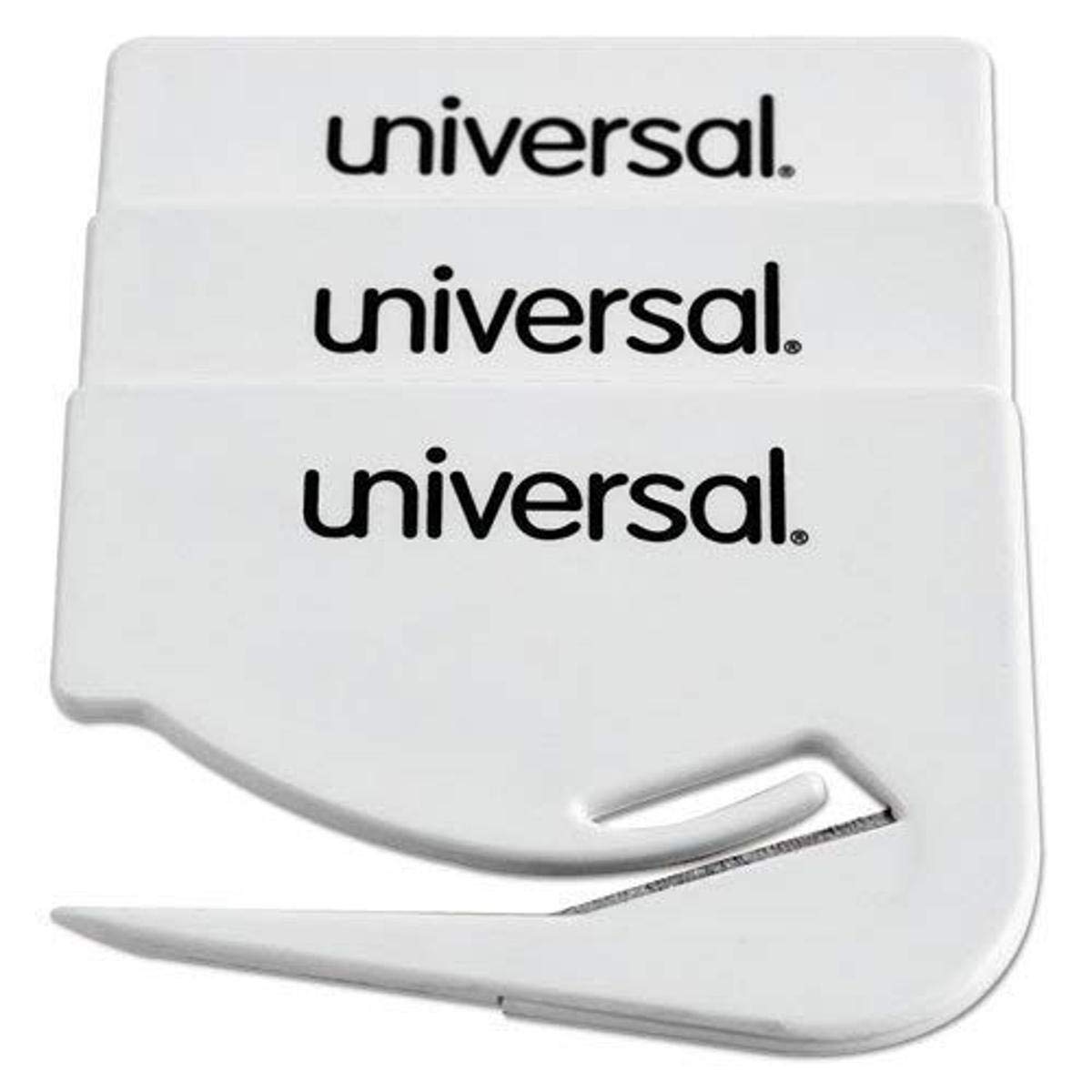 Universal UNV31803 - 3-Pack White Letter Slitter Hand Letter Opener with Concealed Blade - Perfect for Office, Home & Mailroom Use