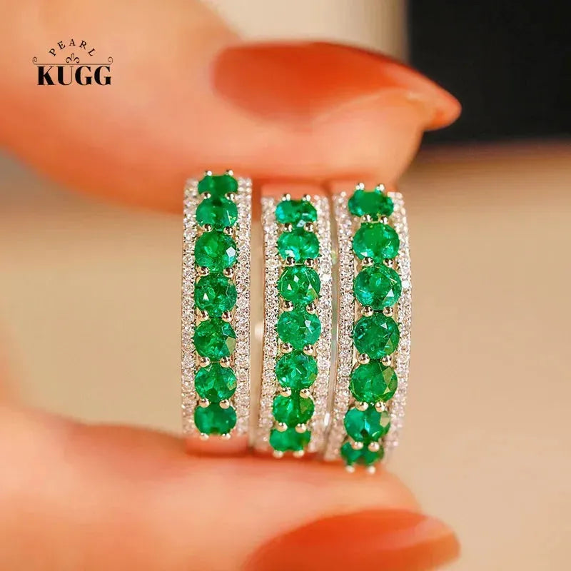 18K White Gold Emerald and Diamond Swat Ring for Women | Luxury Fashion Jewelry | Perfect for Parties, Weddings & Special Occasions
