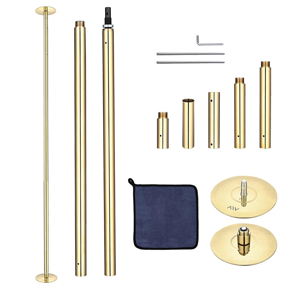 10ft Brass Pole for Spinning & Static Dancing - Golden Finish | Professional Dance Pole for Home & Studio Fitness | Perfect for Pole Dancing, Workouts & Performances