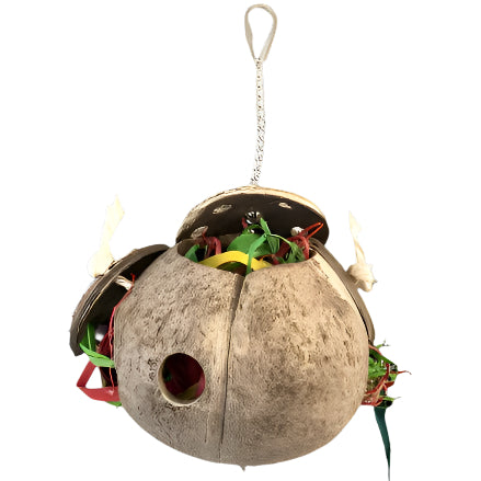 Moss Hollow & Tweeters Coco Foraging Toy for Birds - Natural Chew & Foraging Enrichment - Perfect for Parrots, Cockatiels & Small Birds - Cage & Play Gym Accessory