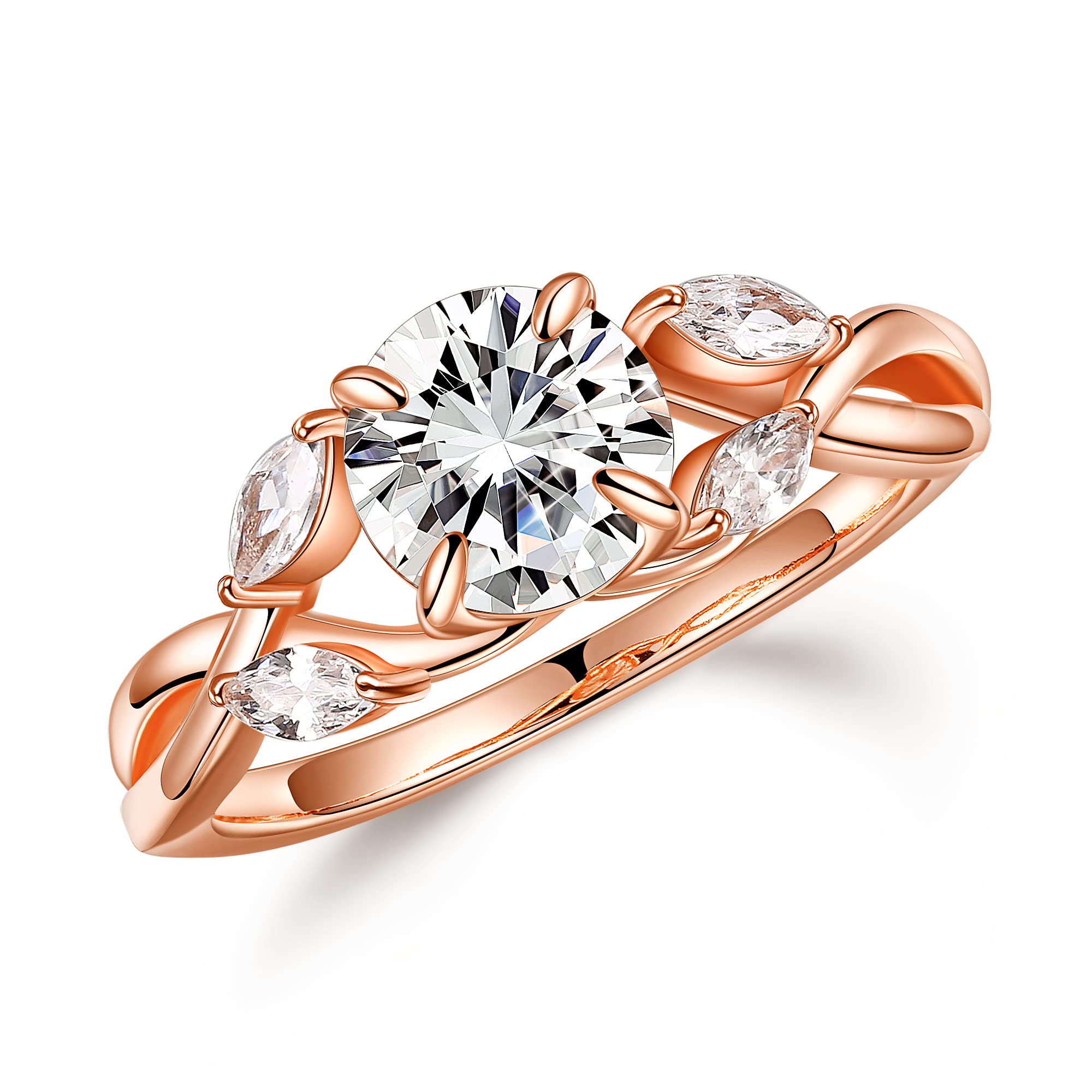 MOOSEA 1.2ct D Color VVS1 Clarity Lab-Created Moissanite Engagement Ring for Women - 925 Sterling Silver Solid Twig Wedding Band, Elegant Jewelry Gift for Anniversary, Proposal & Special Occasions