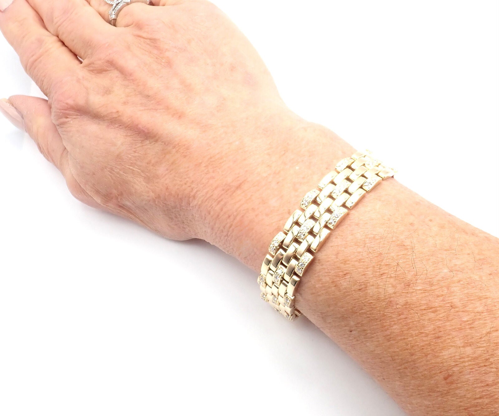 Authentic Cartier Maillon Panthere 18K Gold Diamond Five Row Link Bracelet for Women - Luxury Jewelry Gift for Anniversary, Birthday & Special Occasions