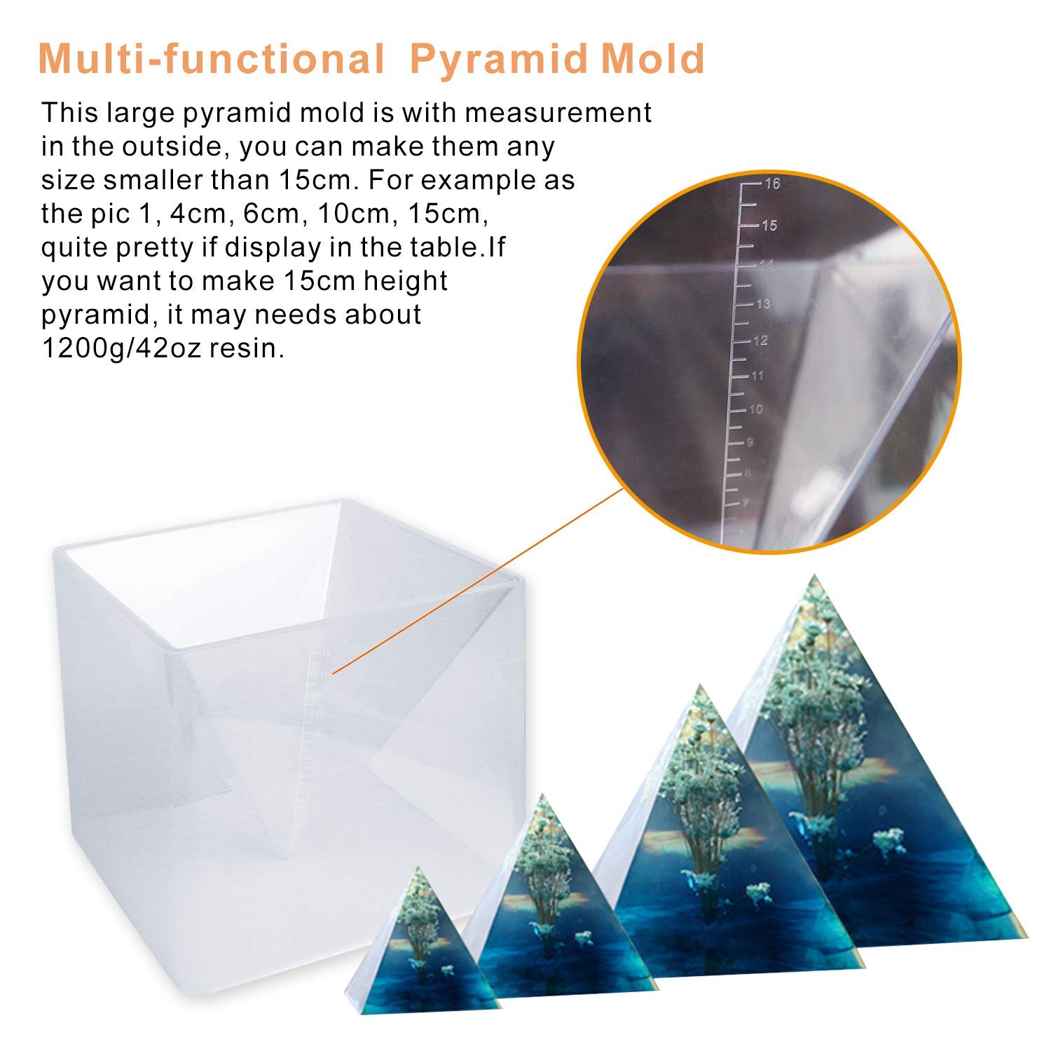 Premium Large Silicone Pyramid Molds for Resin Art - 15cm/5.9inch DIY Craft Molds for Memorial Gifts, Jewelry Making, Paperweights & Home Decor - Perfect for Epoxy Resin Projects, Unique Handmade Gifts & Creative Home Decoration Ideas