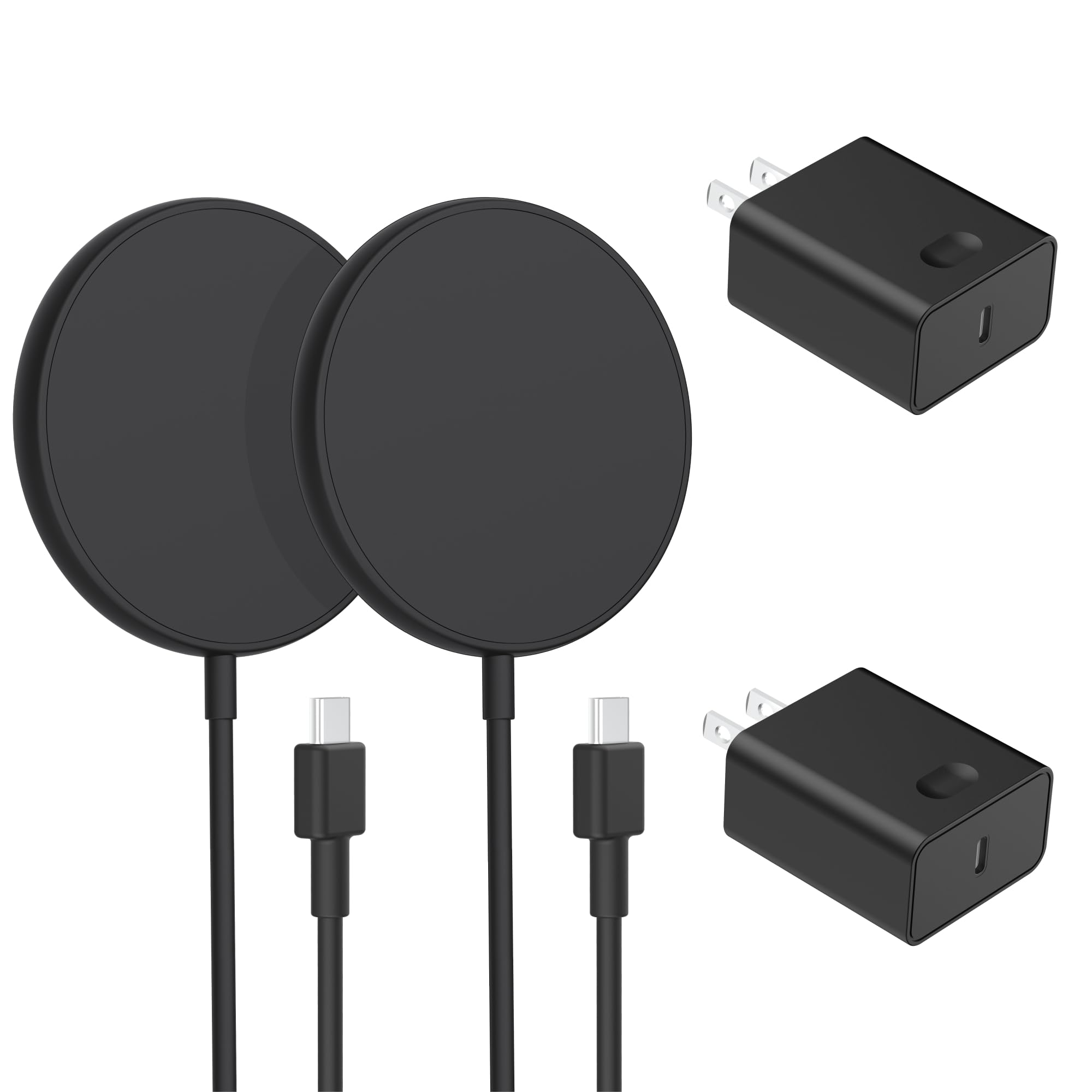 2-Pack 15W Wireless Charger with MagSafe Compatible for iPhone 16/15 Pro Max/15 Pro/15/15 Plus/14/13/12 Series & AirPods 3/2/Pro/Pro 2 - Includes 20W USB-C Wall Charger | Fast Charging for Home, Office & Travel