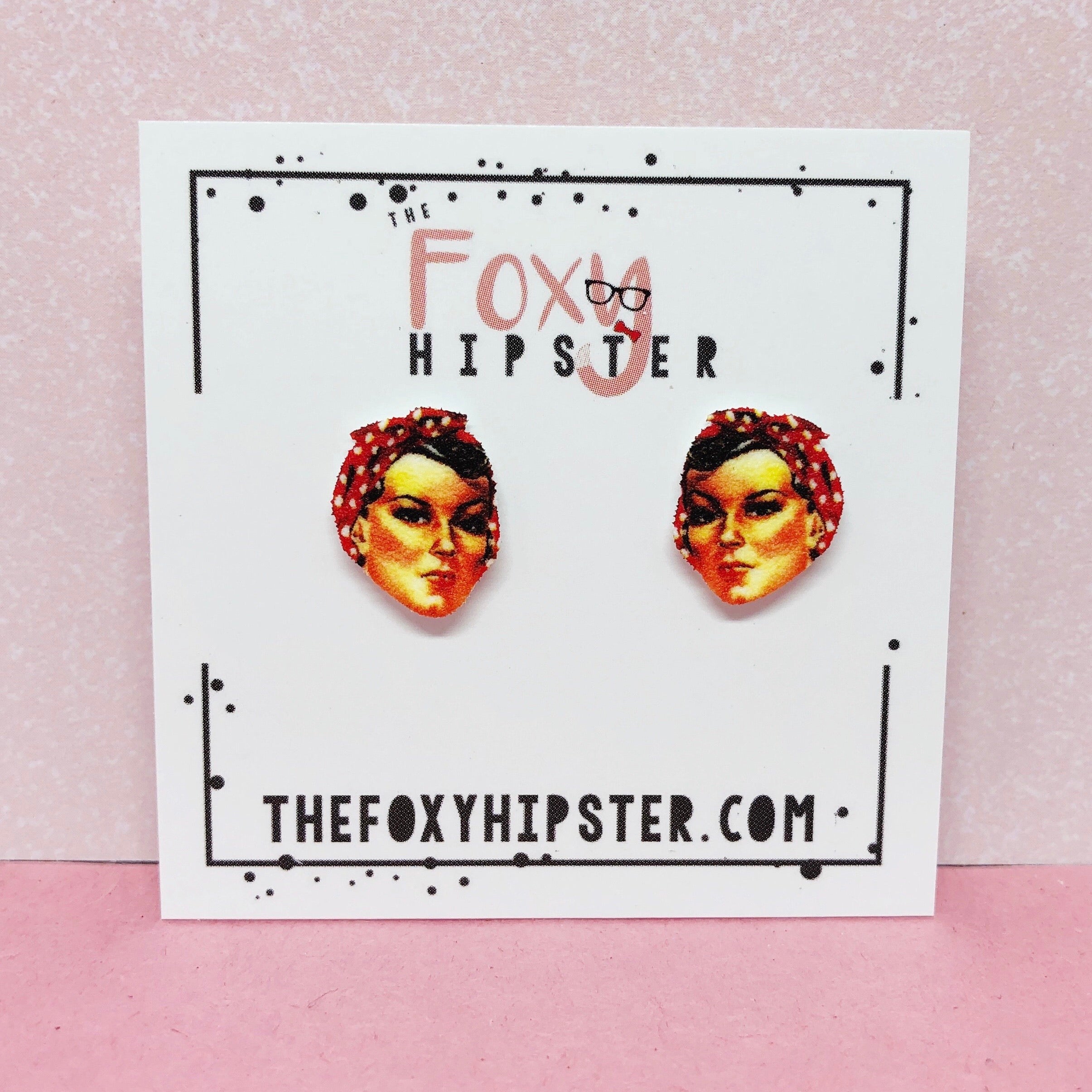Vintage Rosie the Riveter Stud Earrings - Feminist Jewelry for Women - Perfect for Work, Parties & Everyday Wear