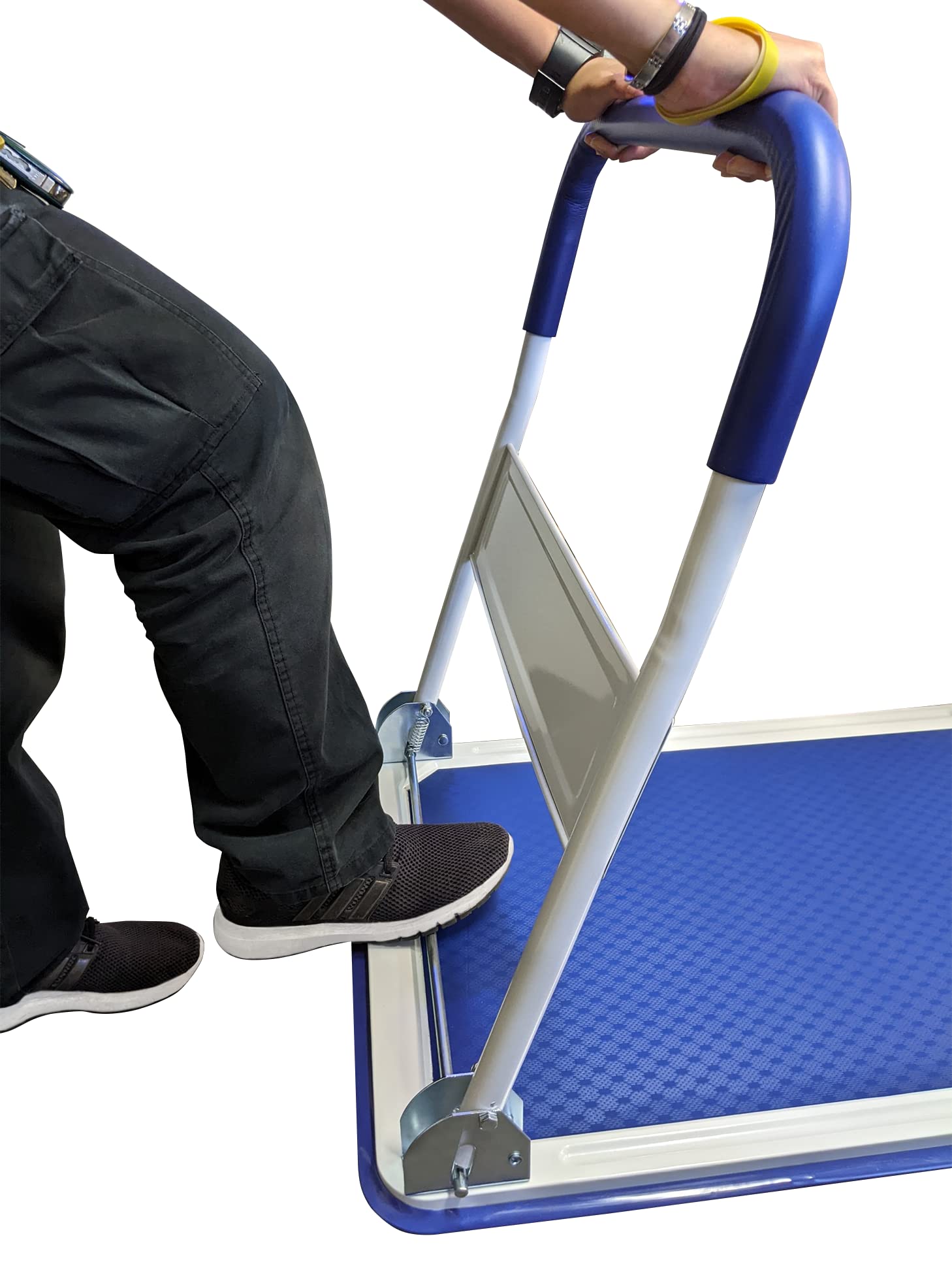 Heavy Duty Foldable Push Cart Dolly with 330 lbs Capacity - Collapsible Hand Truck with Swivel Handle & Flat Bed Wagon - Space Saving Moving Platform for Home, Office & Warehouse (Blue) - Perfect for Moving Boxes, Groceries & Heavy Loads