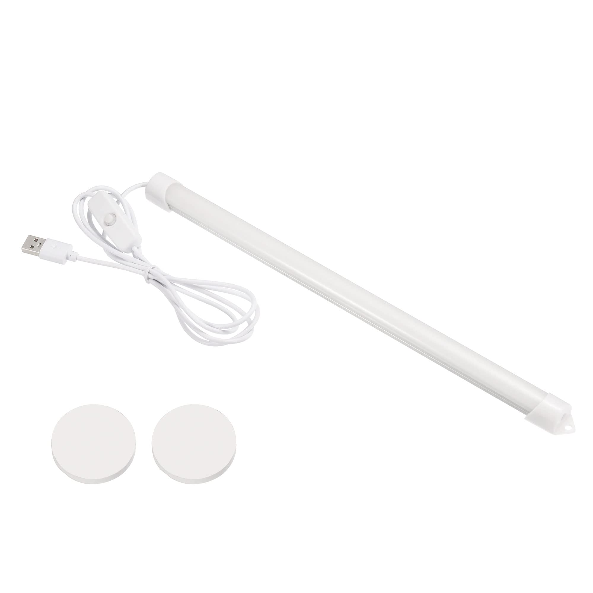 PATIKIL 12 Inch Under Cabinet LED Light Bar - USB Powered Stick-On Lamp for Kitchen, Closet & Workspace - Natural White Reading Light for Desk, Bookshelf & Countertop