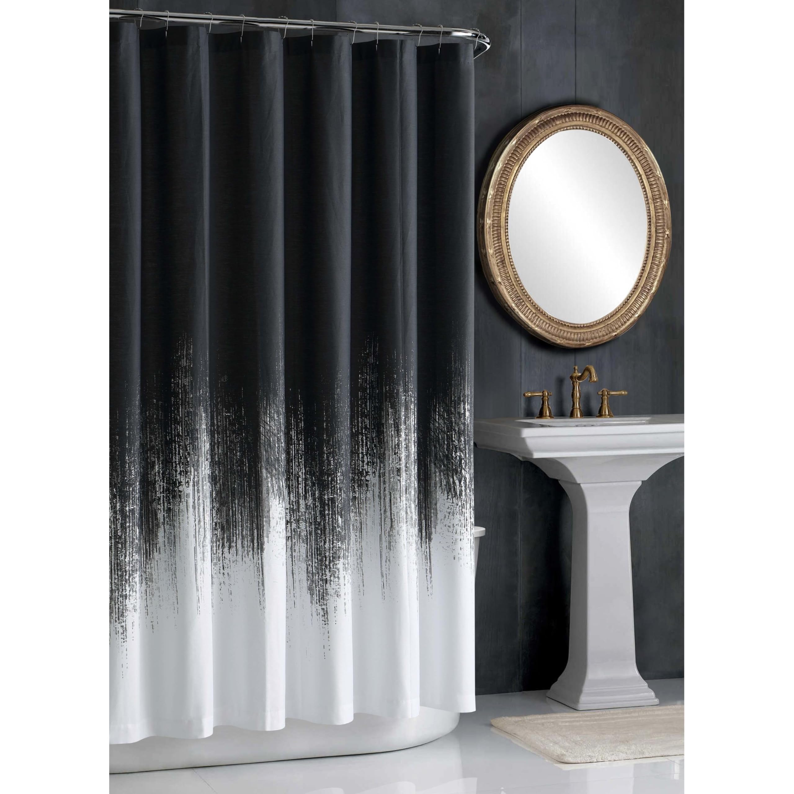Vince Camuto Lyon Waterproof Polyester Shower Curtain 72x72 Inches - Grey and White Bathroom Decor for Modern & Classic Bathrooms - 1-Piece Set with Rust-Resistant Grommets