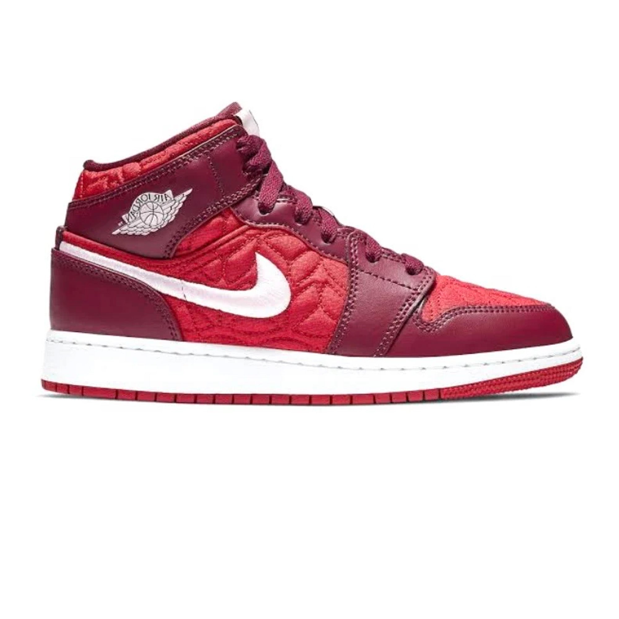 Air Jordan 1 Mid 'Red Quilt' GS Basketball Shoes for Girls - Stylish Sneakers for School, Sports & Casual Wear
