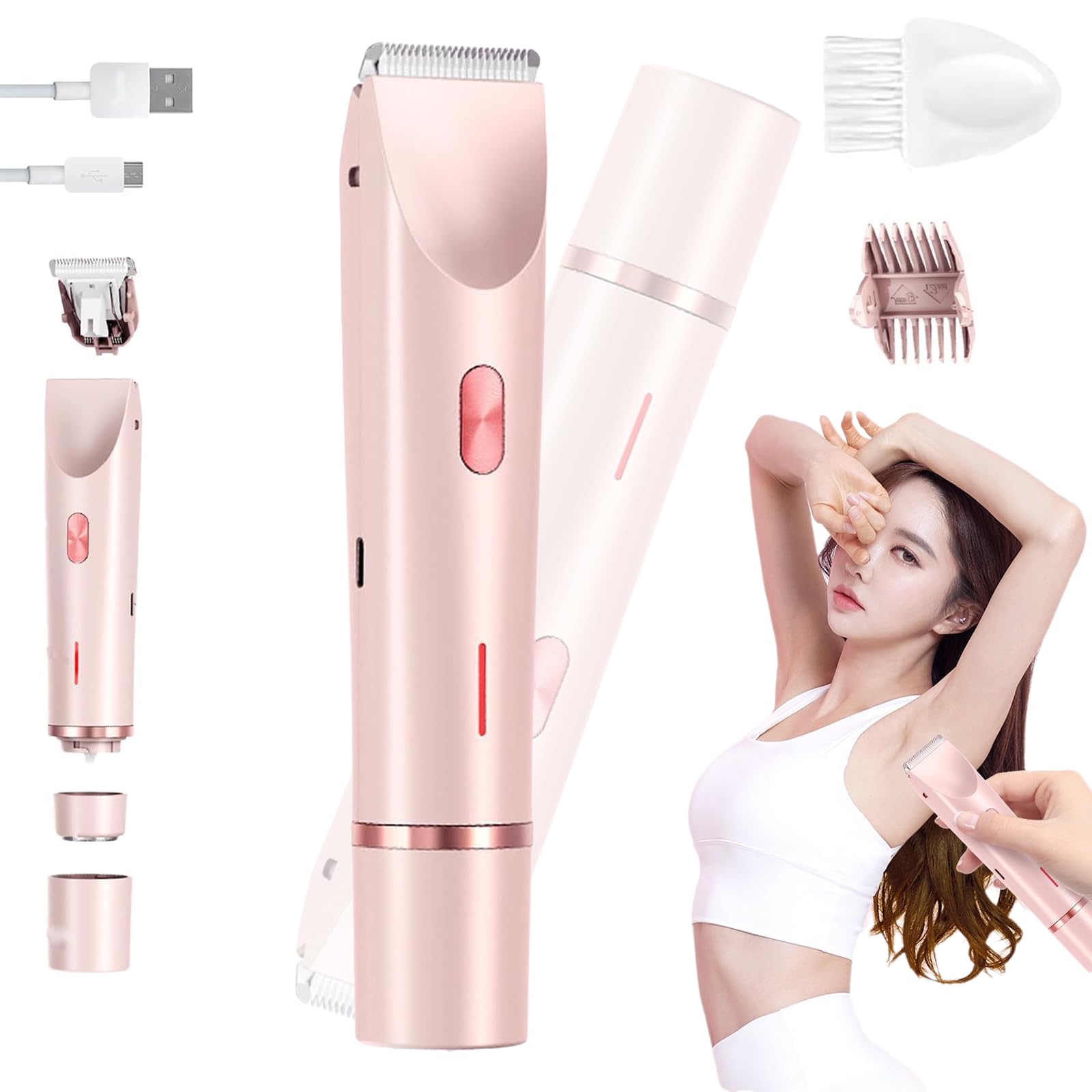 Ezme Razor 2.0 - Electric Bikini Trimmer & Body Shaver for Women, 2-in-1 Waterproof Wet/Dry Trimmer, Painless Hair Removal for Sensitive Skin - Perfect for Travel, Gym & At-Home Grooming (1 Pack)