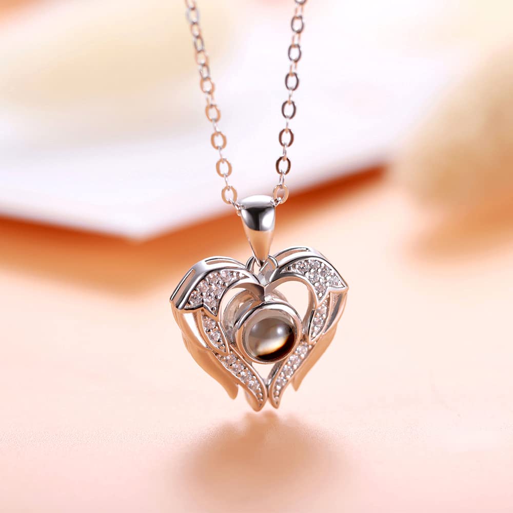 Personalized Photo Projection Necklace for Women - Custom Engraved Sterling Silver Picture Pendant Jewelry Gift for Wife, Mom, Girlfriend - Romantic Anniversary, Wedding, Birthday Present - Perfect for Date Nights, Proposals & Special Occasions