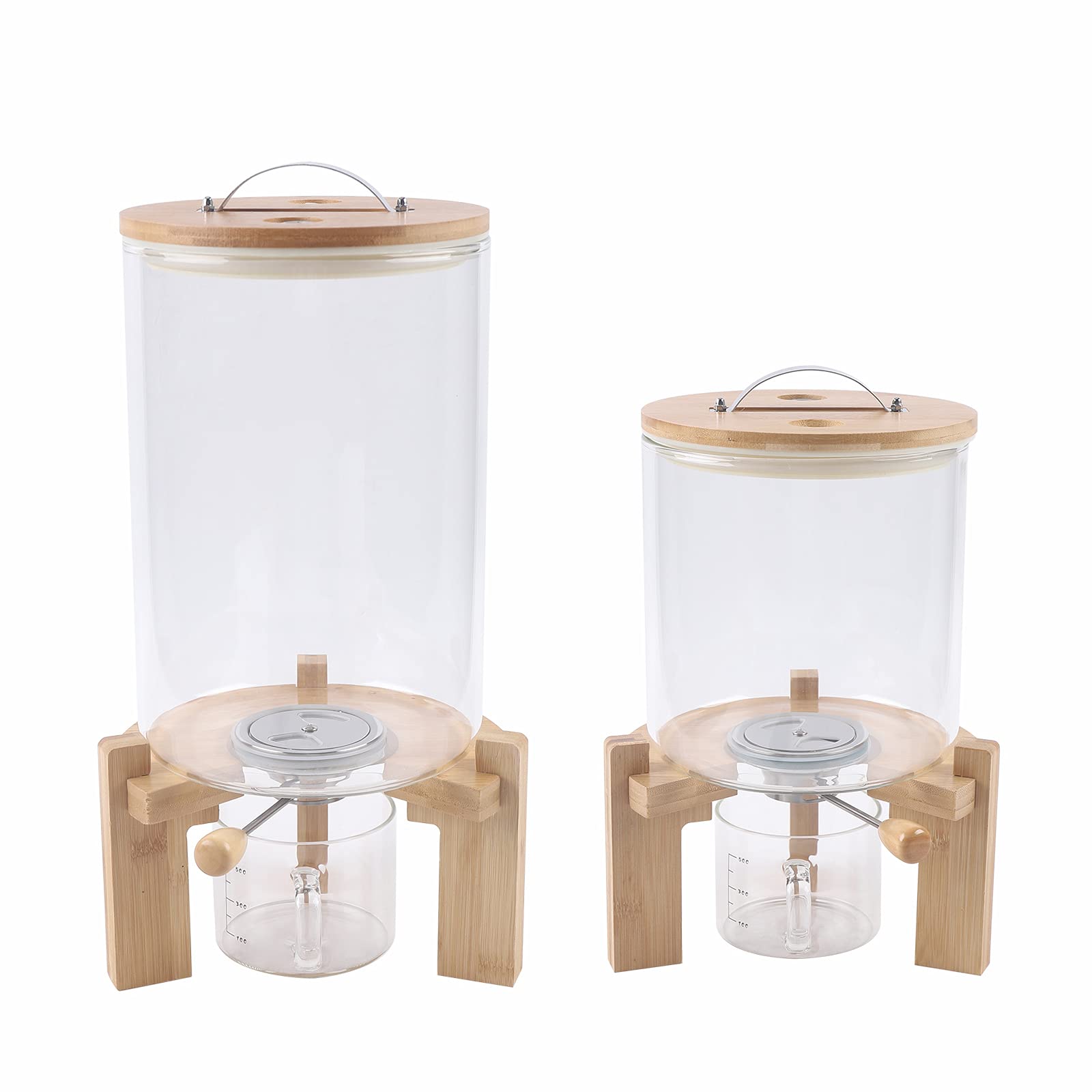 LoyalHeartdy 7.5L Glass Flour and Cereal Storage Container with Airtight Lid & Wooden Stand - Kitchen Pantry Organization for Rice, Pasta, Sugar, Coffee | Perfect for Baking, Cooking & Food Preservation