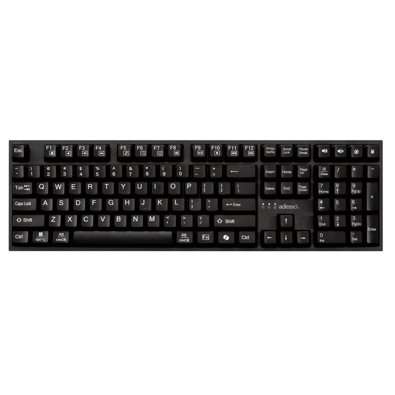 Adesso EasyTouch 670UB Backlit Ergonomic USB Keyboard - Wired Computer Keyboard for Office & Gaming - Spill-Resistant Design with Quiet Touch Keys (Black) - Perfect for Typing, Programming & Long Work Sessions