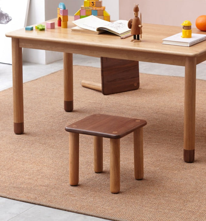Solid Oak & Black Walnut Kids Small Stool - Durable Wooden Step Stool for Children - Perfect for Bathroom, Kitchen, and Playroom Use