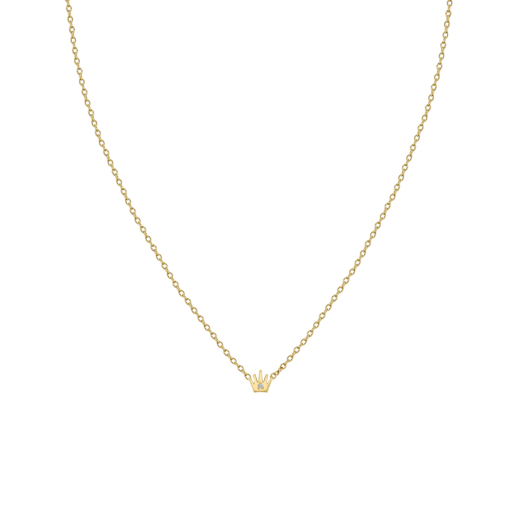 14K Gold Tiny Diamond Crown Necklace - Elegant & Dainty Jewelry for Women, Perfect for Everyday Wear & Special Occasions