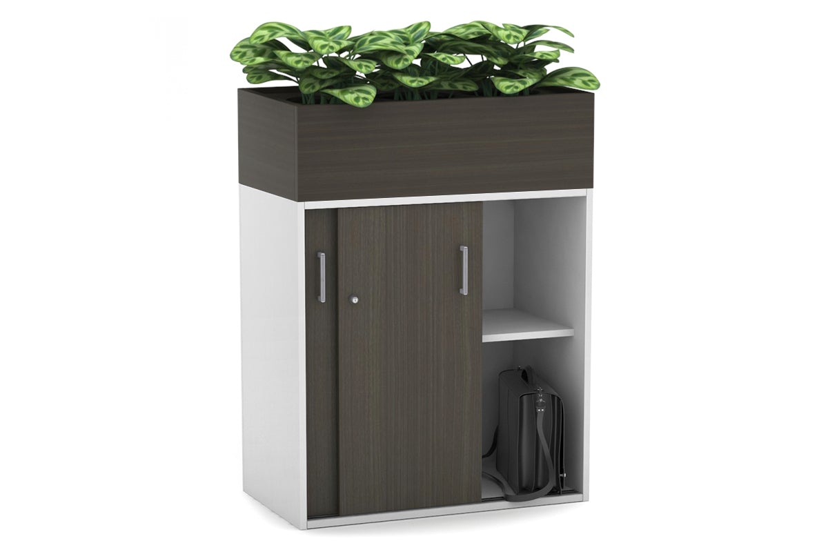 Uniform Medium Credenza with Planter Box - 800W x 1125H x 428D - Modern Storage Cabinet for Living Room, Bedroom or Office - Perfect for Home Organization and Indoor Plant Display