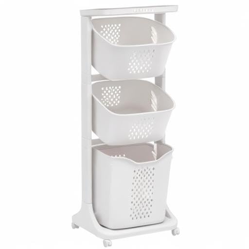 Large Rolling Laundry Basket Tower with Wheels - 17 x 13 x 43 Inch Multifunctional Plastic Storage Organizer for Laundry Room, Bedroom & Closet | Space-Saving Laundry Hamper with Easy Mobility