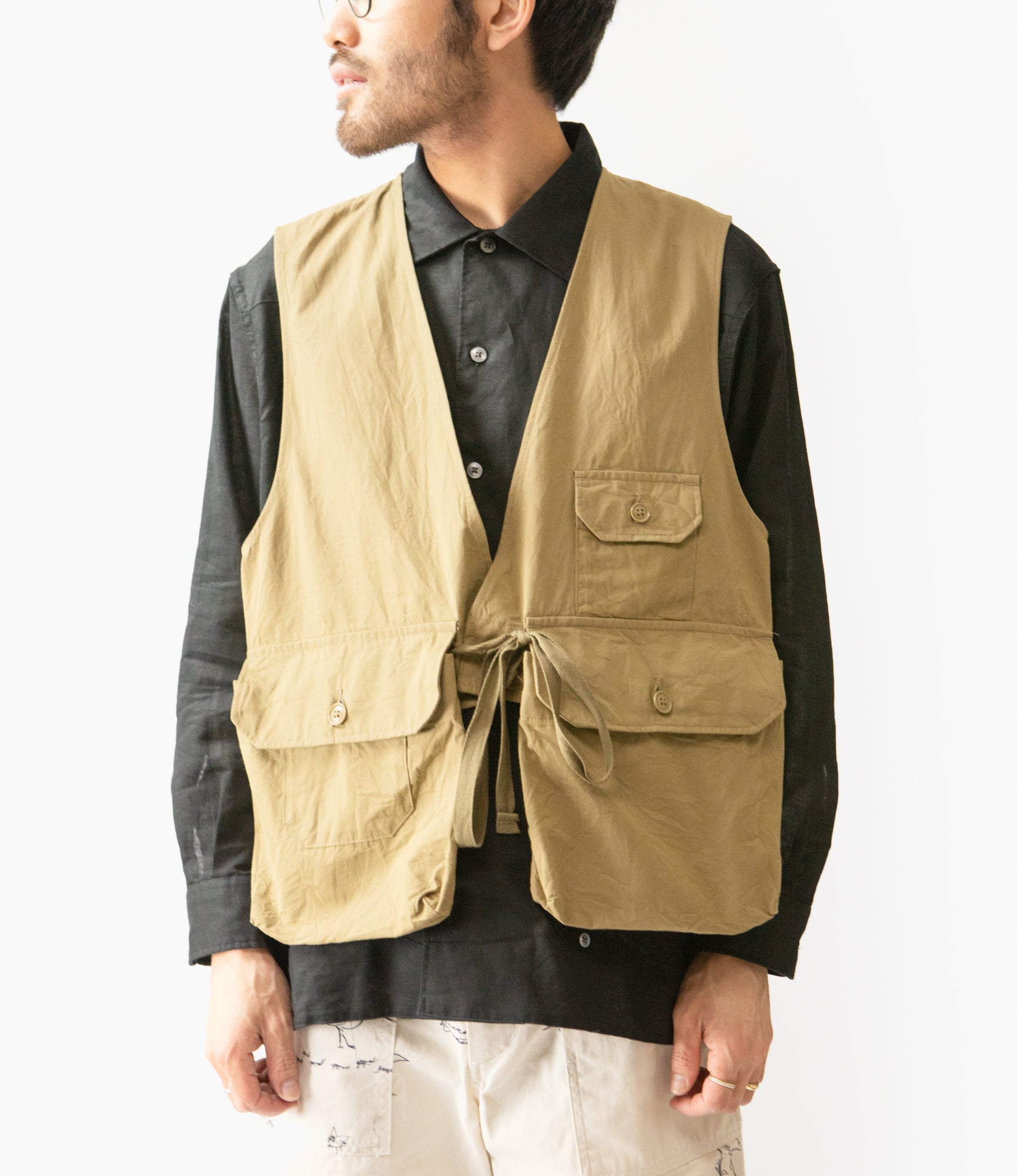 Fowl Vest - Dark Khaki Cotton Grosgrain Hunting Vest for Outdoor Adventures & Birdwatching